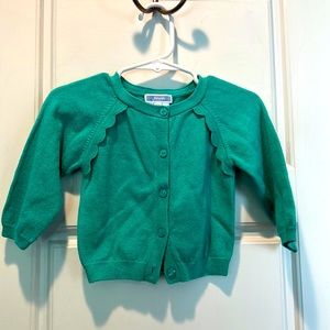 Jacadi teal cardigan 12M